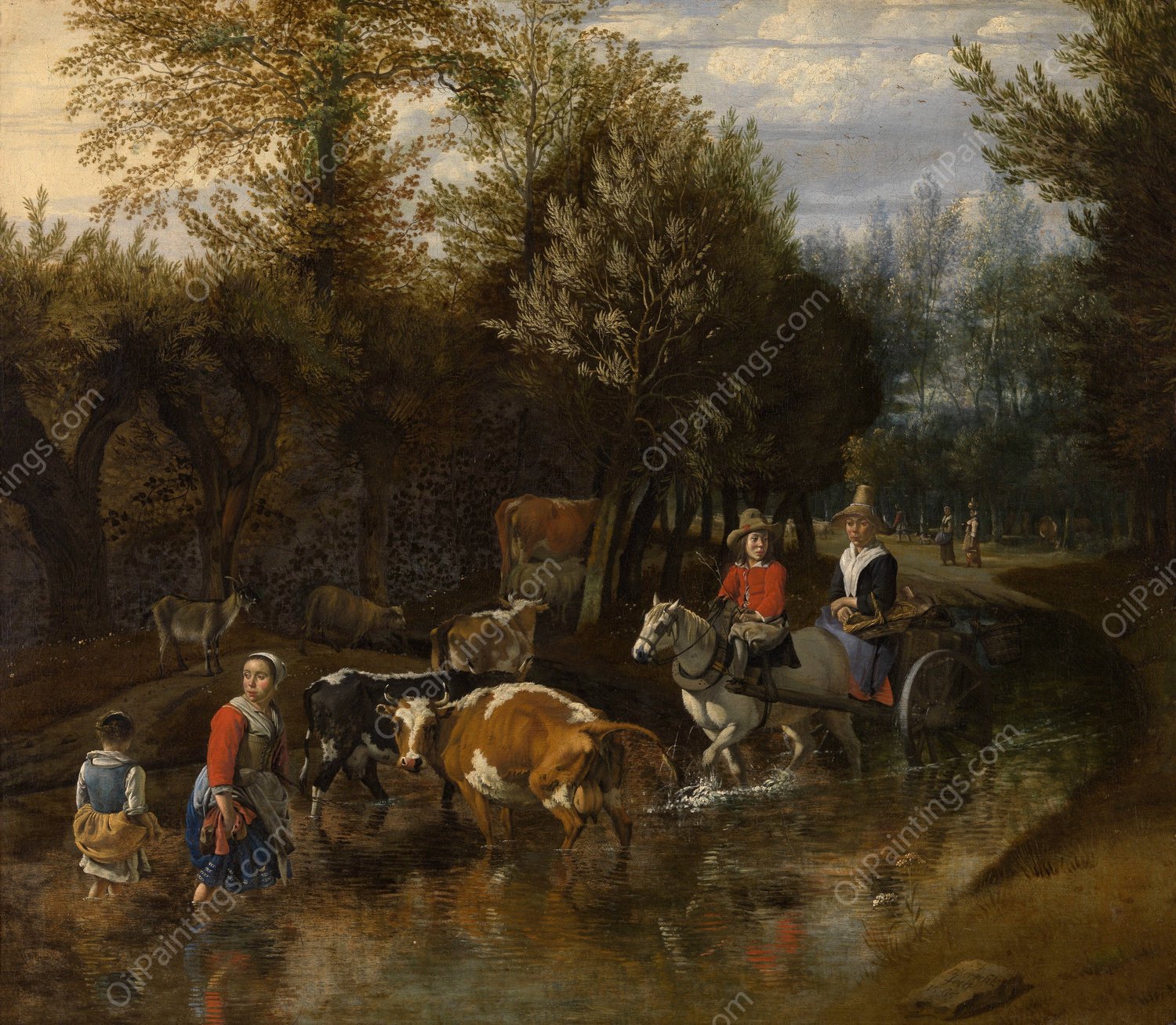 The Nosy Cow  by Jan Siberechts - Hand-Painted Oil Painting Reproduction