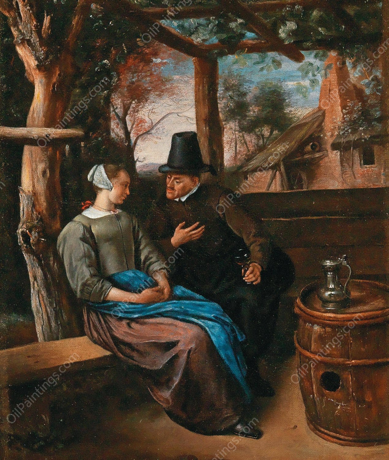 A Suitor With A Young Woman by Jan Steen - Hand-Painted Oil Painting Reproduction