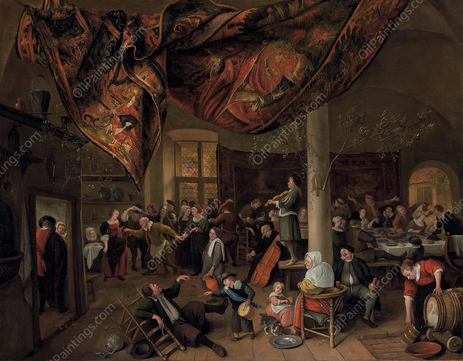 A Village Wedding by Jan Steen - Hand-Painted Oil Painting Reproduction