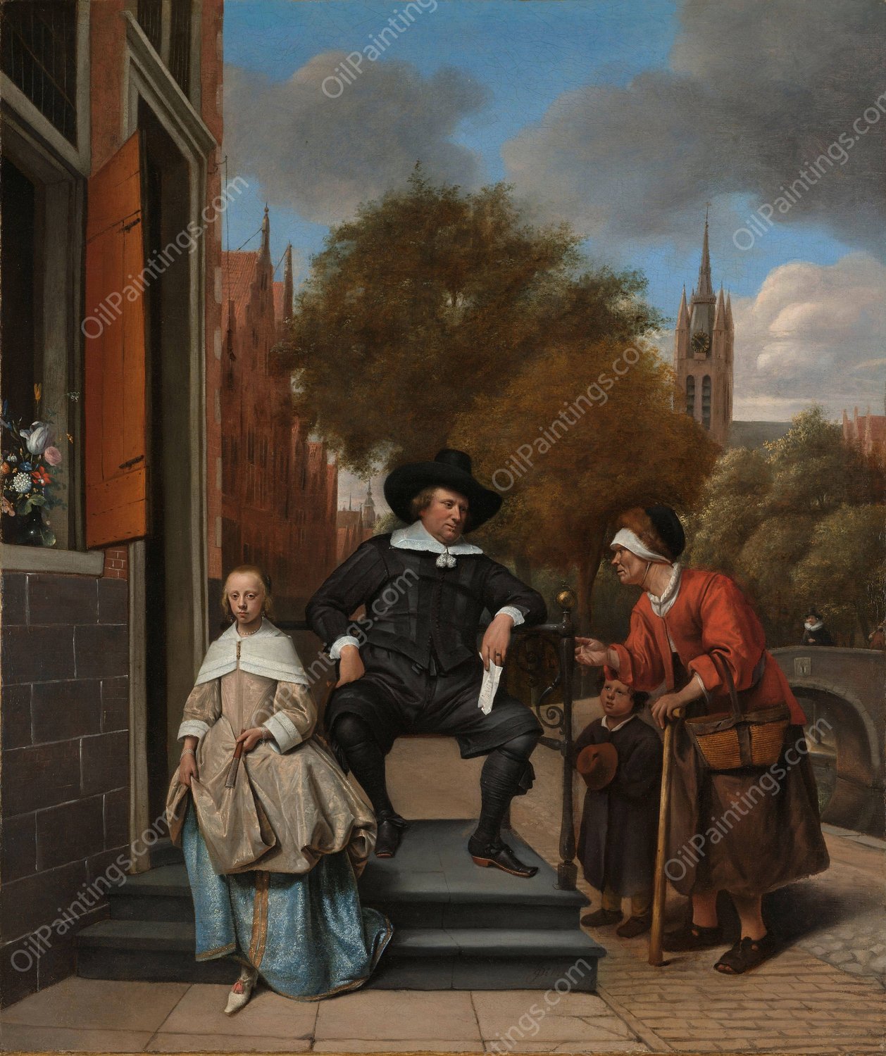 Adolf and Catharina Croeser, Known as 'The Burgomaster of Delft and his Daughter' by Jan Steen - Hand-Painted Oil Painting Reproduction