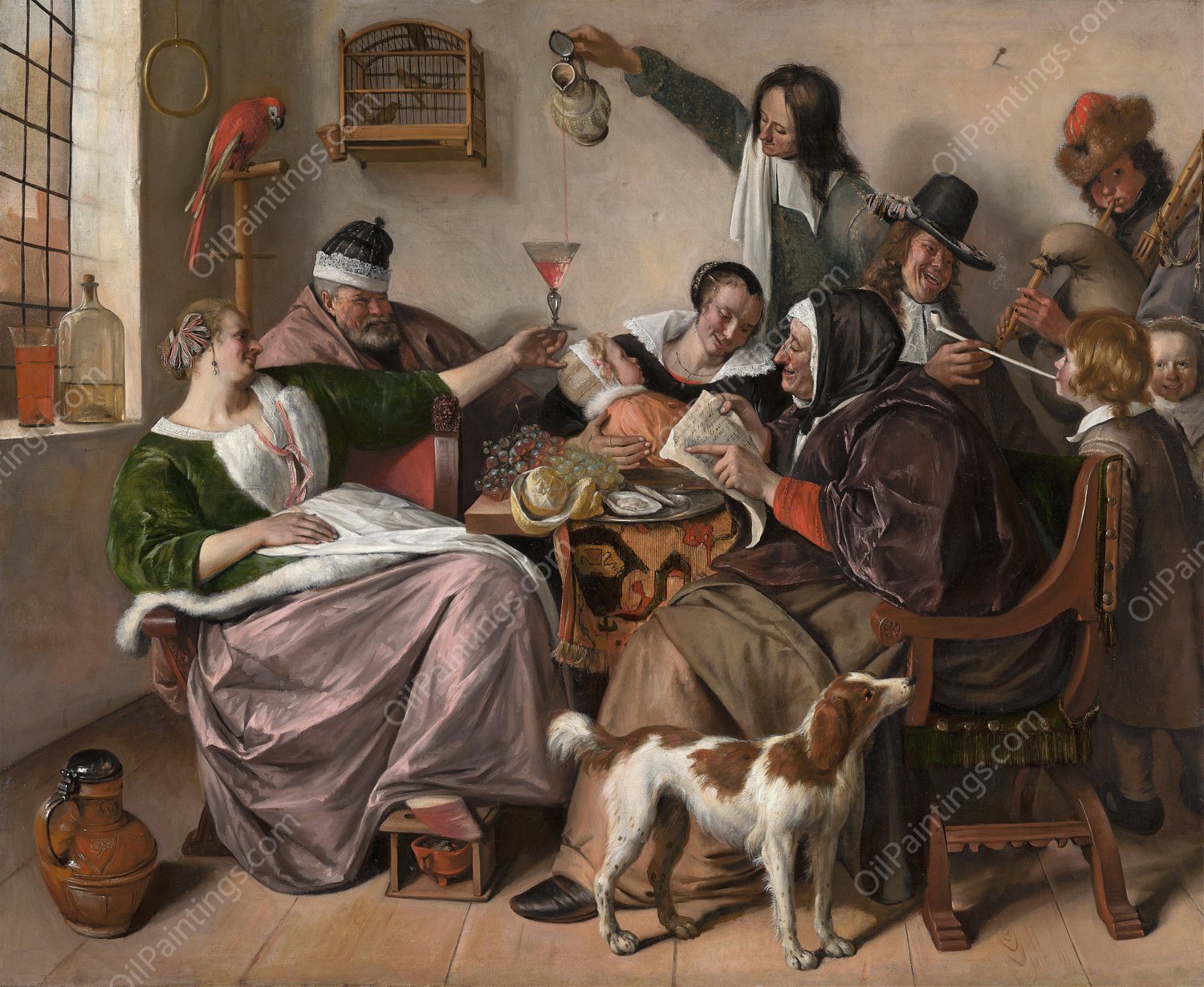 As the Old Sing, So Pipe the Young  by Jan Steen - Hand-Painted Oil Painting Reproduction