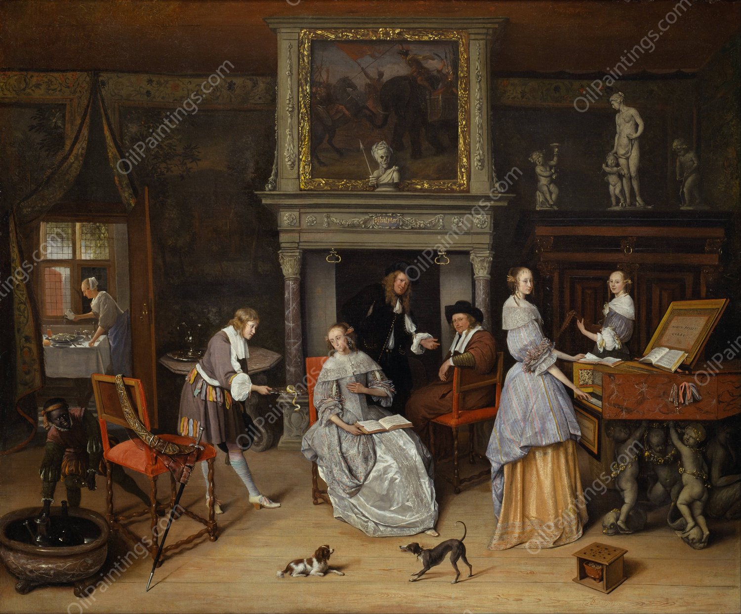 Fantasy Interior with Jan Steen and the Family of Gerrit Schouten by Jan Steen - Hand-Painted Oil Painting Reproduction