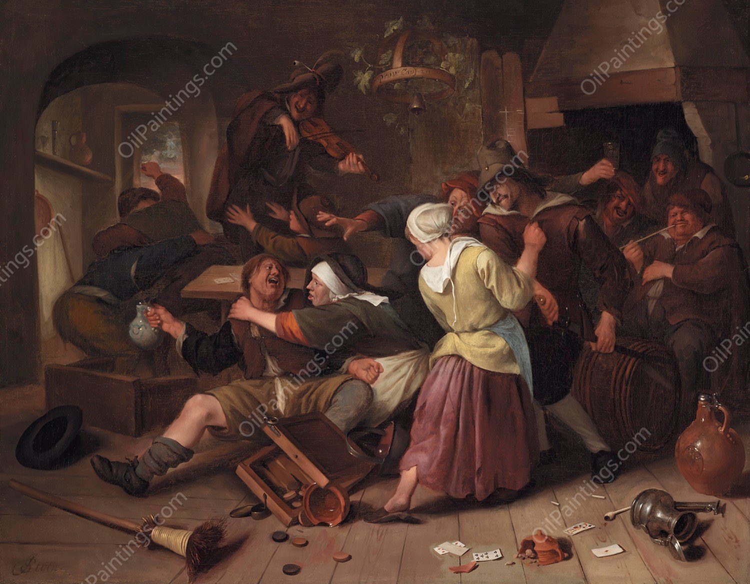 Gamblers Quarreling  by Jan Steen - Hand-Painted Oil Painting Reproduction