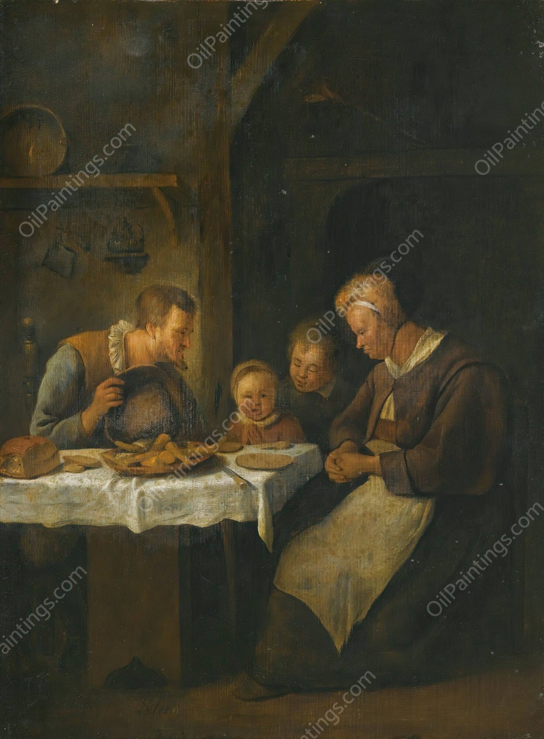 Grace Before A Meal by Jan Steen - Hand-Painted Oil Painting Reproduction