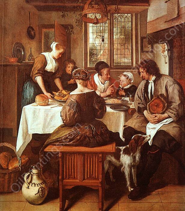Grace Before the Meal by Jan Steen - Hand-Painted Oil Painting Reproduction