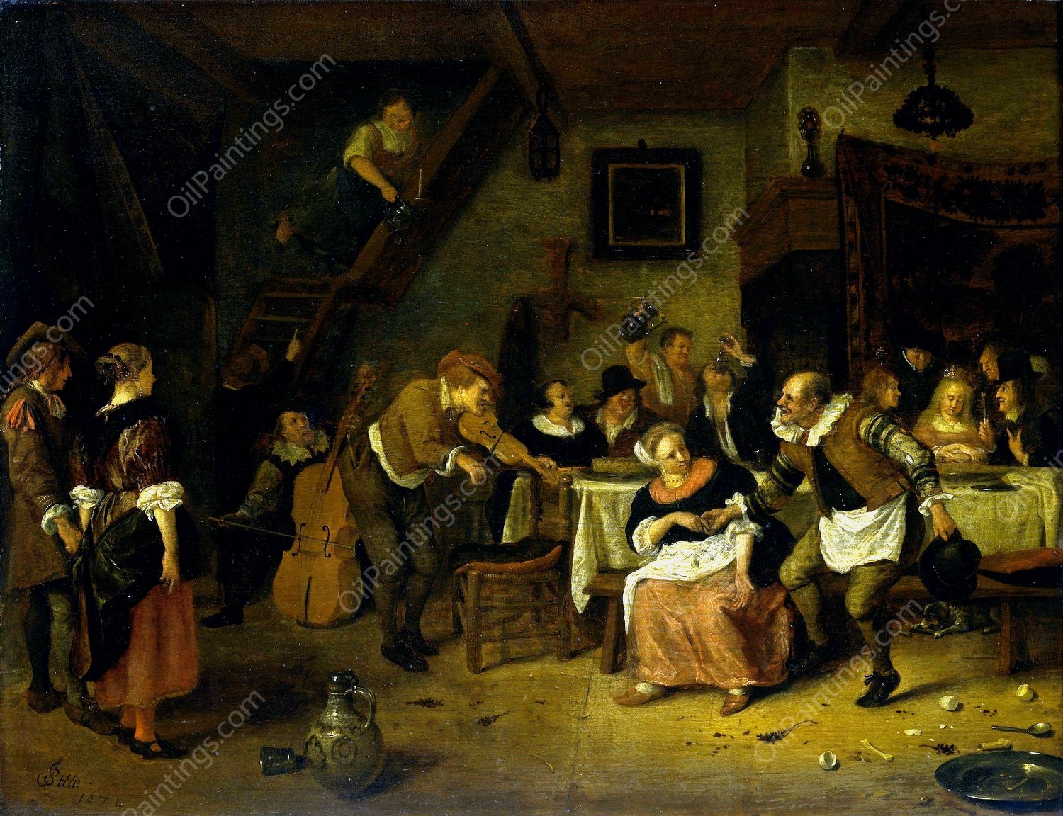 Peasant wedding  by Jan Steen - Hand-Painted Oil Painting Reproduction