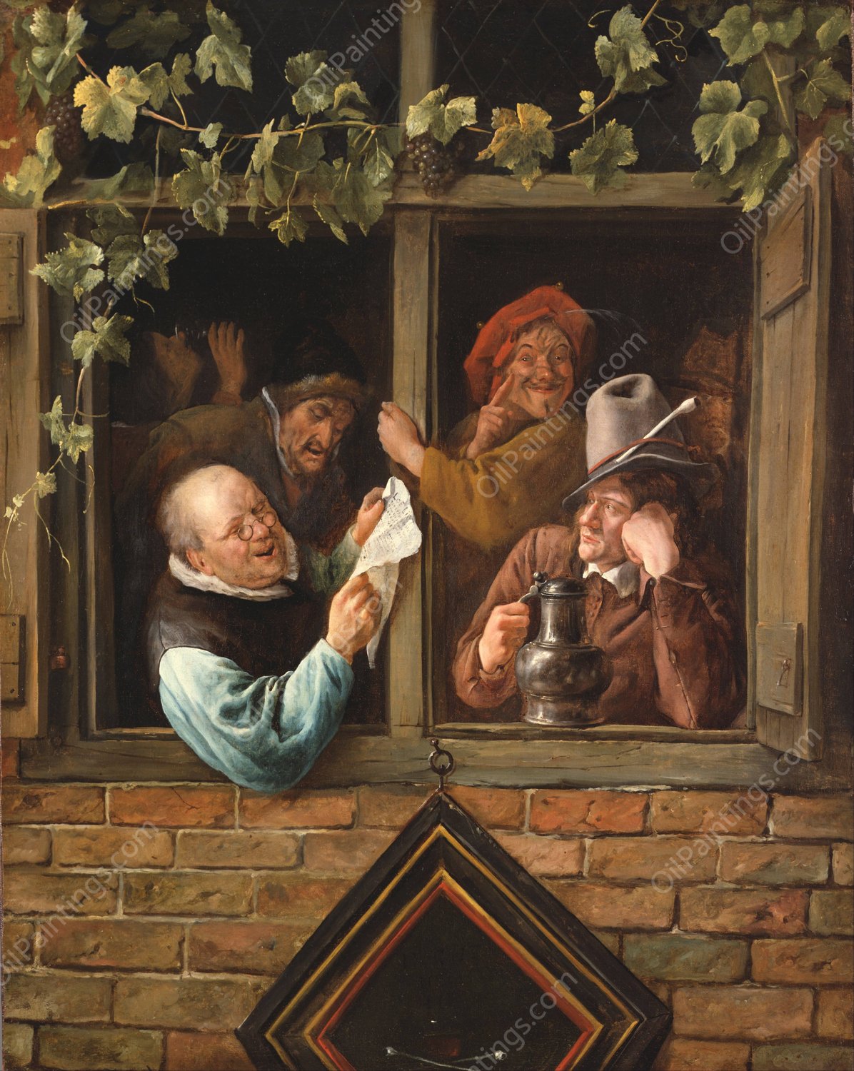Rhetoricians at a Window by Jan Steen - Hand-Painted Oil Painting Reproduction