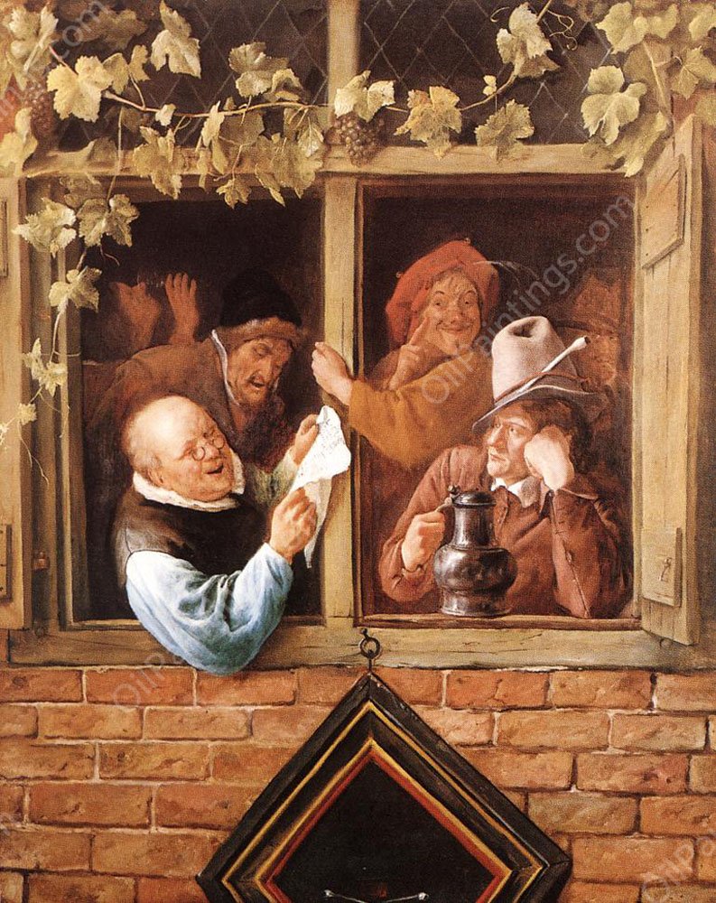 Rhetoricians at a Window by Jan Steen - Hand-Painted Oil Painting Reproduction
