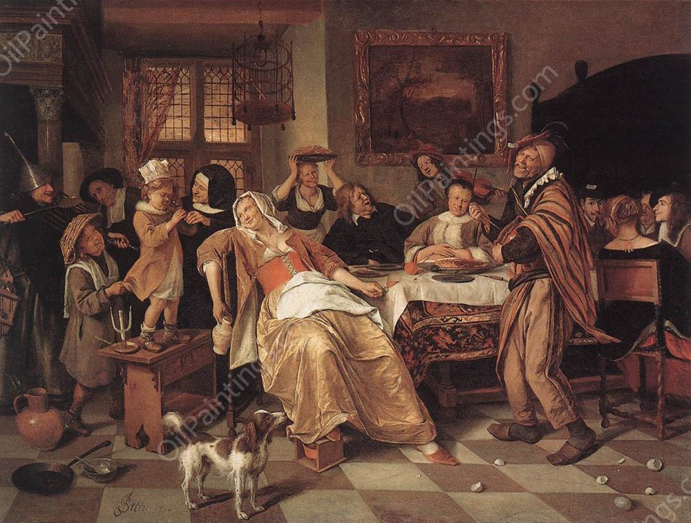 The Bean Feast by Jan Steen - Hand-Painted Oil Painting Reproduction
