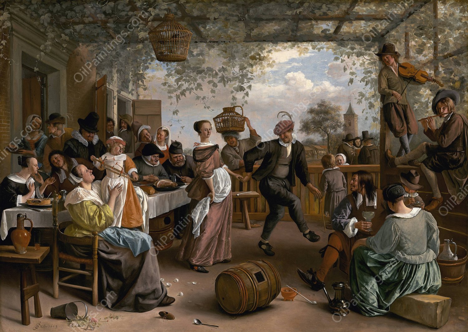 The Dancing Couple  by Jan Steen - Hand-Painted Oil Painting Reproduction