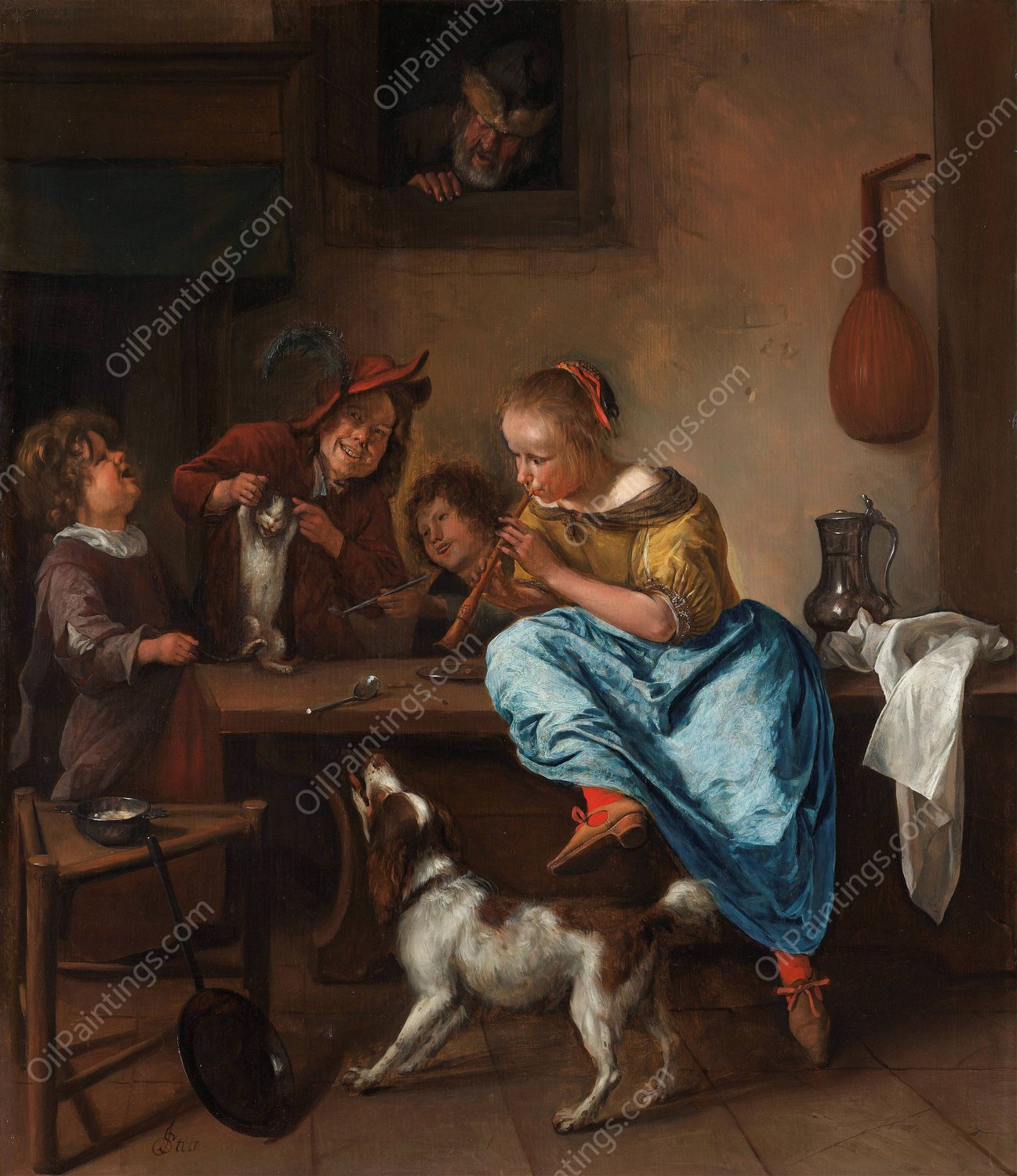 The Dancing Lesson  by Jan Steen - Hand-Painted Oil Painting Reproduction