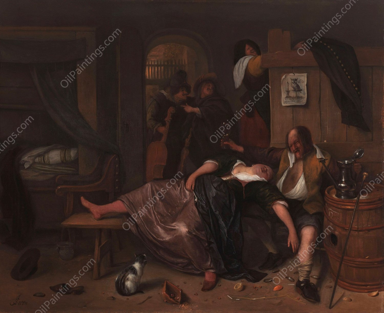 The Drunken Couple  by Jan Steen - Hand-Painted Oil Painting Reproduction