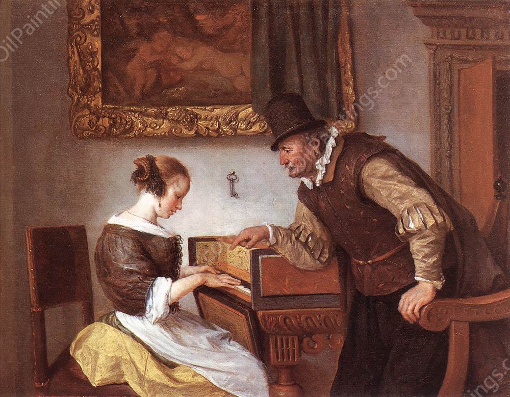 The Harpsichord Lesson by Jan Steen - Hand-Painted Oil Painting Reproduction