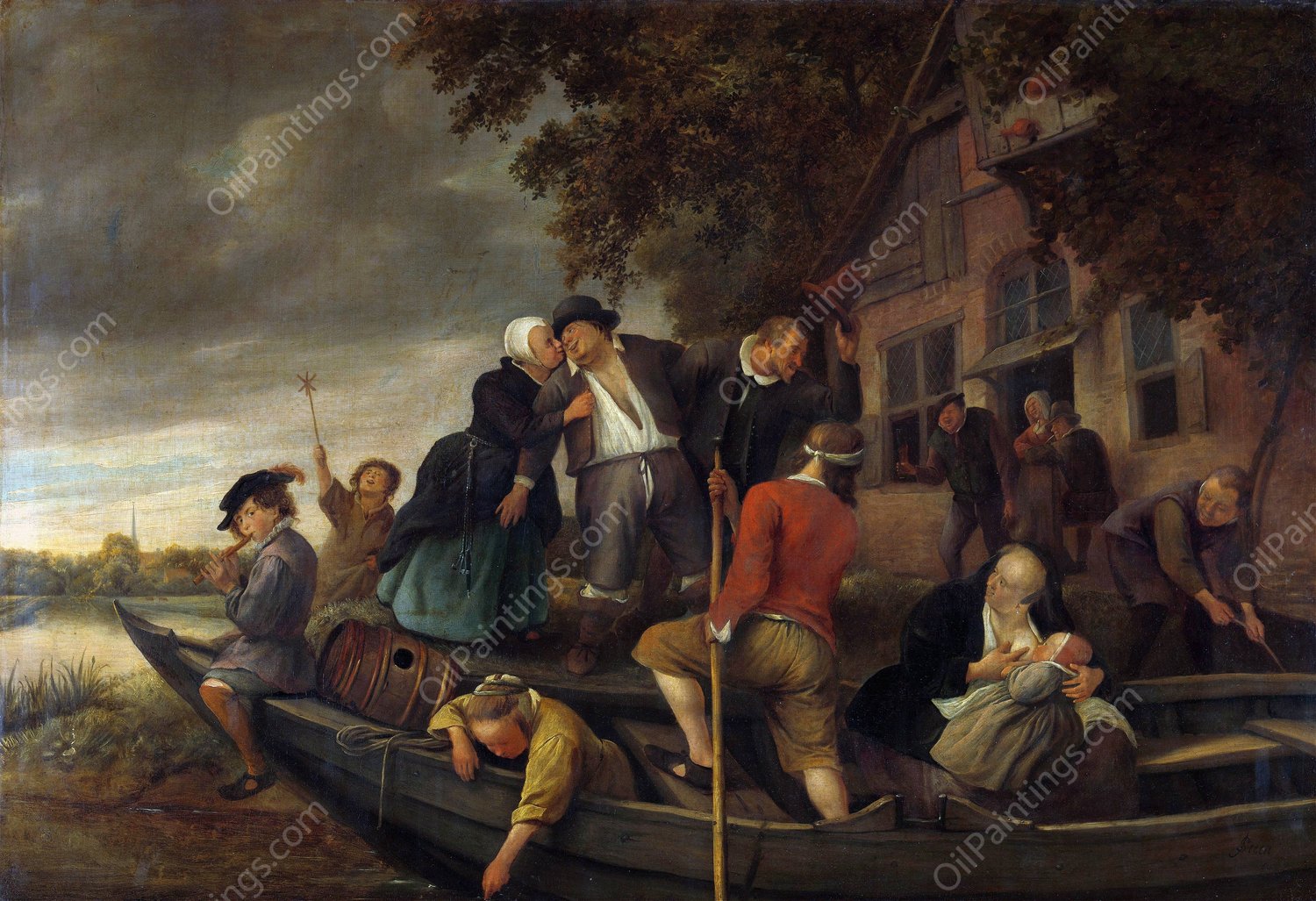 The merry homecoming  by Jan Steen - Hand-Painted Oil Painting Reproduction