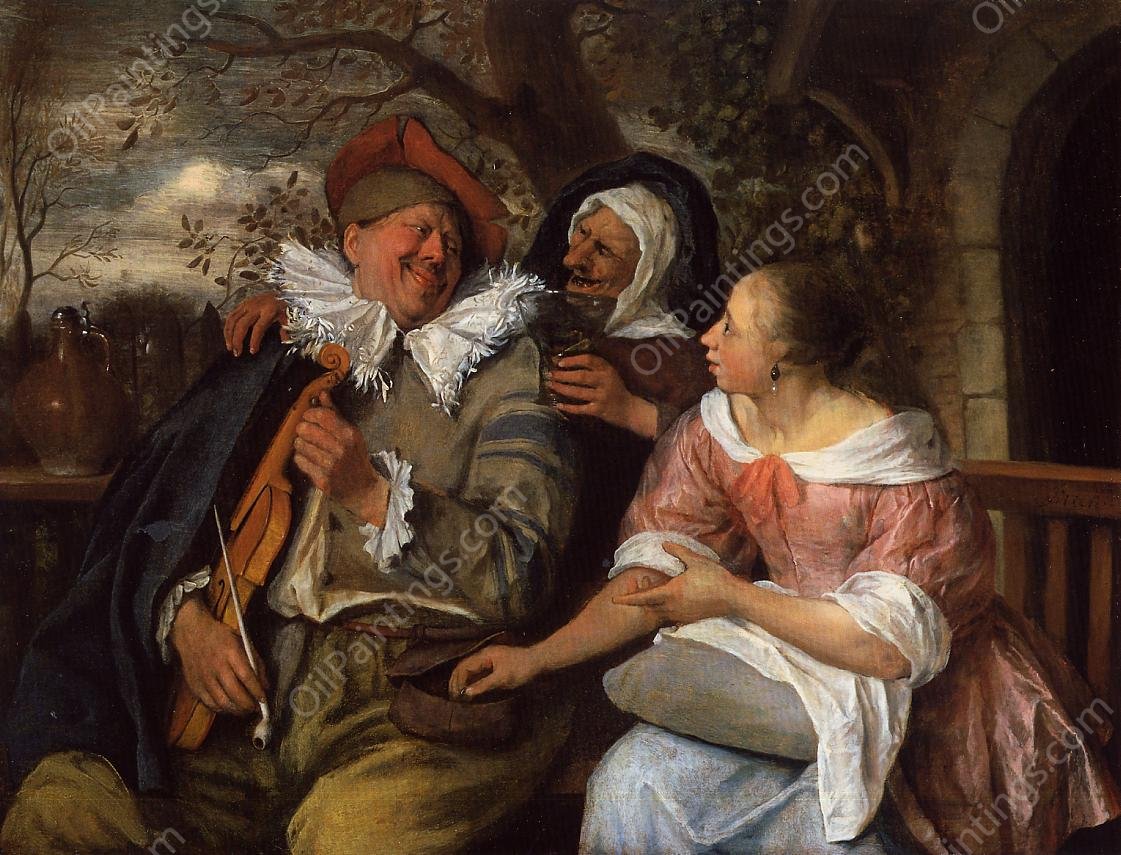 The Merry Threesom by Jan Steen - Hand-Painted Oil Painting Reproduction