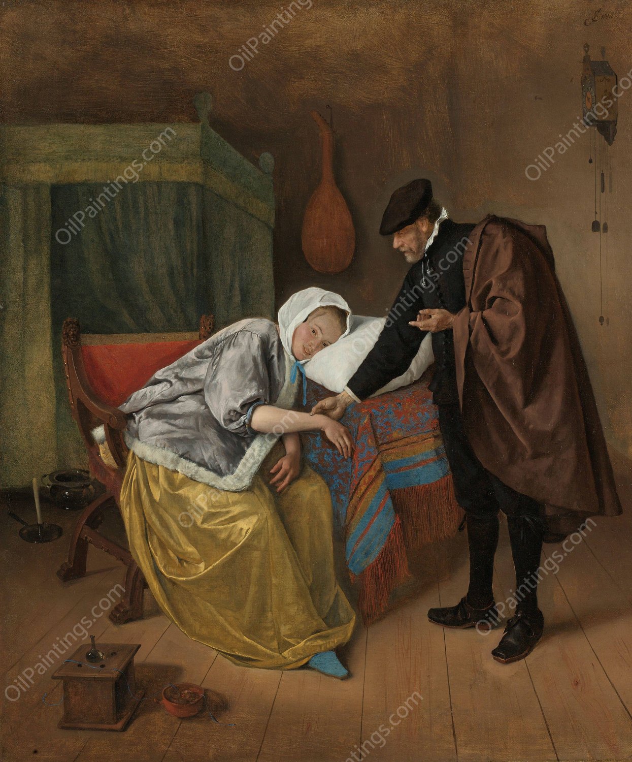 The Sick Woman  by Jan Steen - Hand-Painted Oil Painting Reproduction
