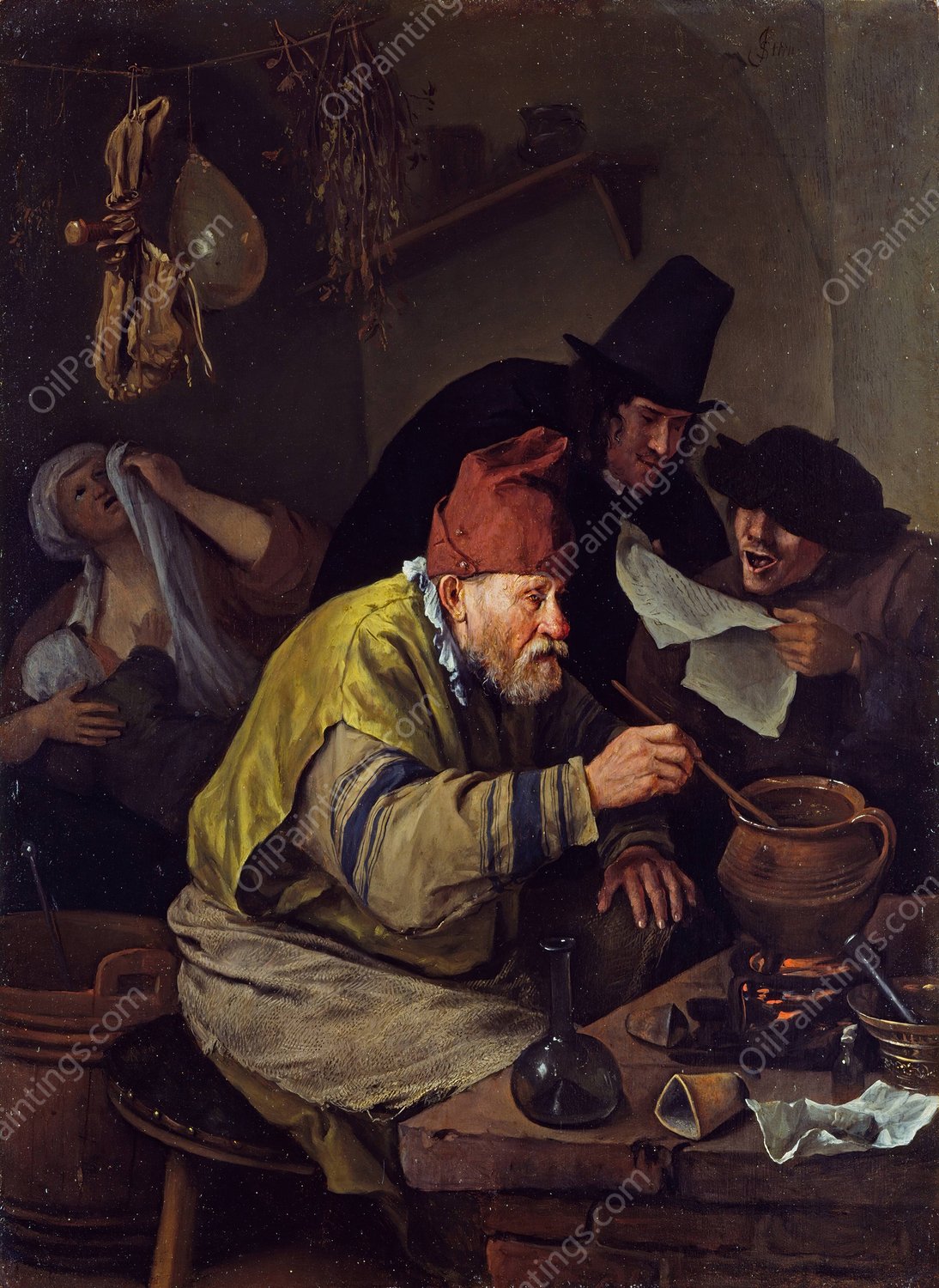 The Village Alchemist  by Jan Steen - Hand-Painted Oil Painting Reproduction
