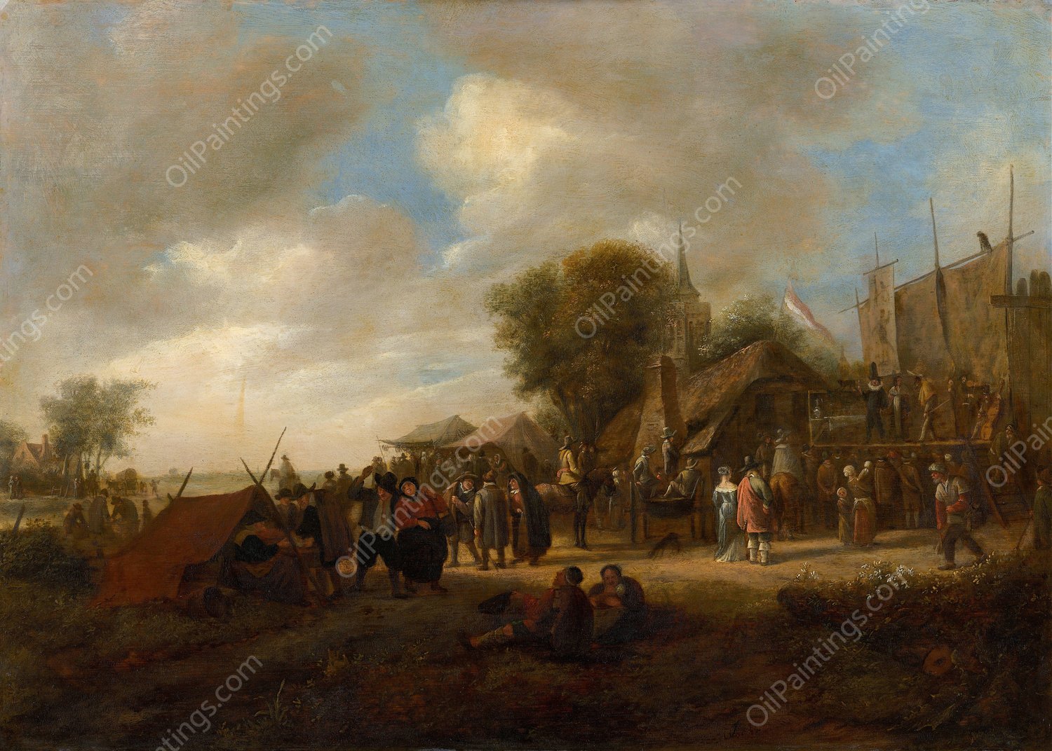 Village Fair  by Jan Steen - Hand-Painted Oil Painting Reproduction