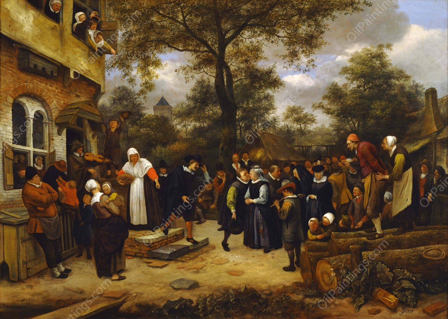 Village Wedding by Jan Steen - Hand-Painted Oil Painting Reproduction