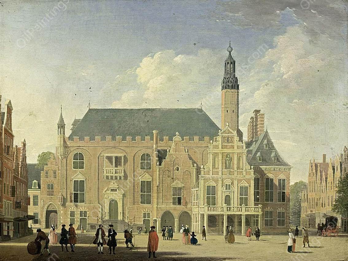 Haarlem: View of the Town Hall by Jan Ten Compe - Hand-Painted Oil Painting Reproduction