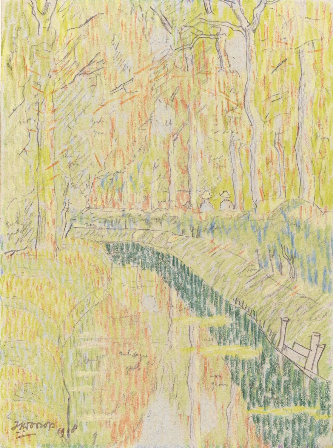Vaart tussen bomen  by Jan Toorop - Hand-Painted Oil Painting Reproduction