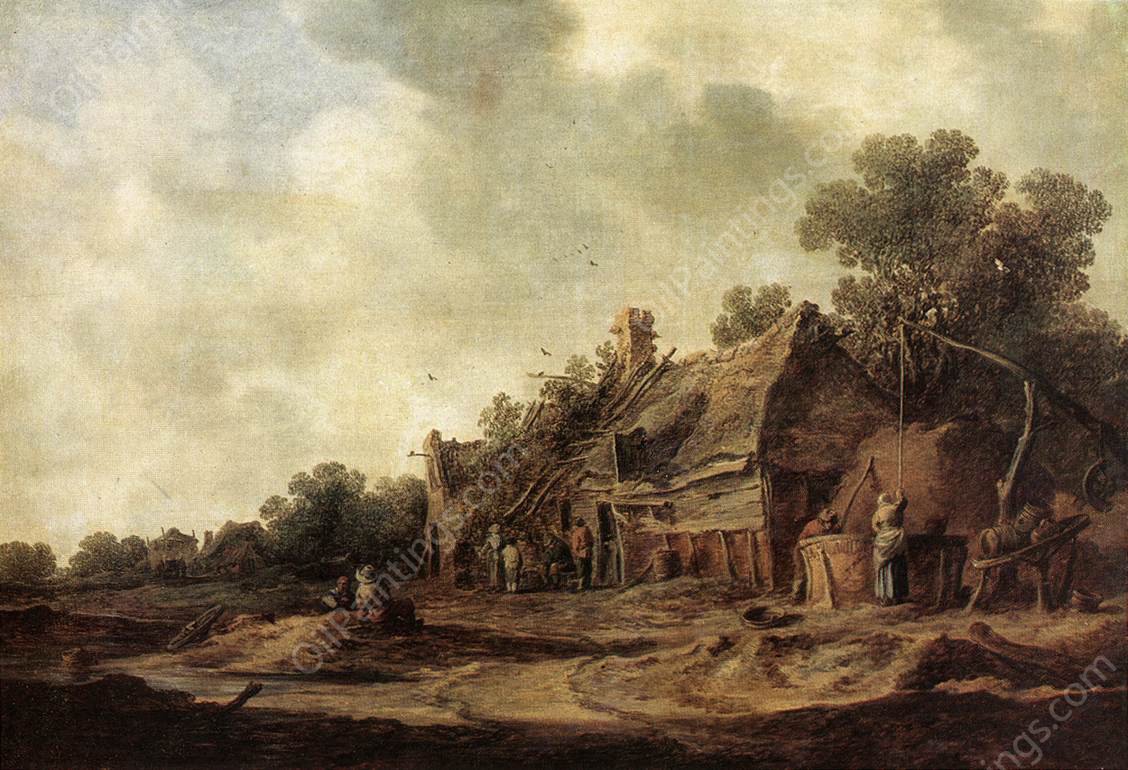 Peasant Huts with a Sweep Well by Jan Van Goyen - Hand-Painted Oil Painting Reproduction