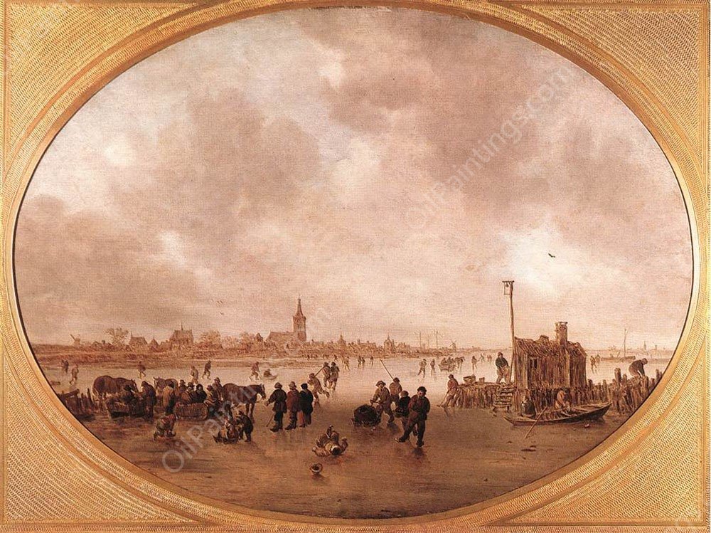 Winter on the River by Jan Van Goyen - Hand-Painted Oil Painting Reproduction