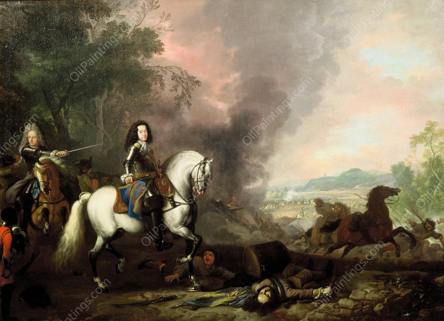 Equestrian Portrait of Hendrik Casimir II  by Jan Van Huchtenburg - Hand-Painted Oil Painting Reproduction