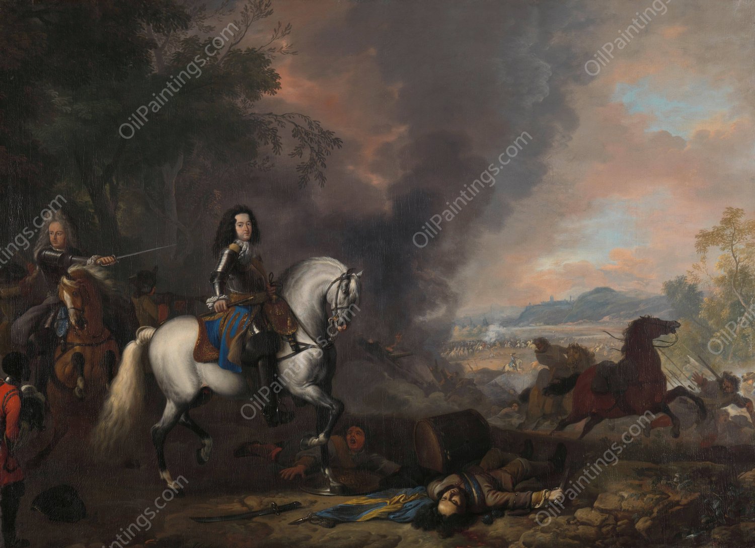 Henry Casimir II, Prince of Nassau-Dietz, in a Battle  by Jan Van Huchtenburg - Hand-Painted Oil Painting Reproduction