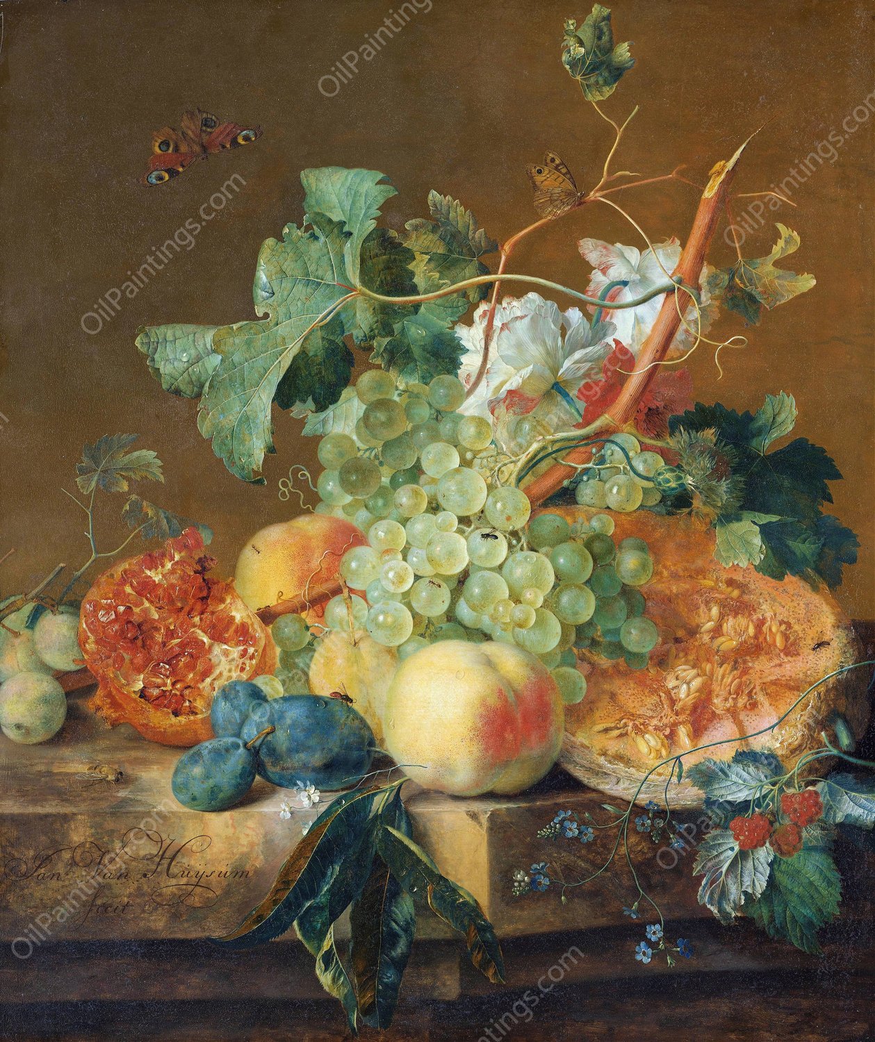 Still Life with Fruit  by Jan Van Huysum - Hand-Painted Oil Painting Reproduction