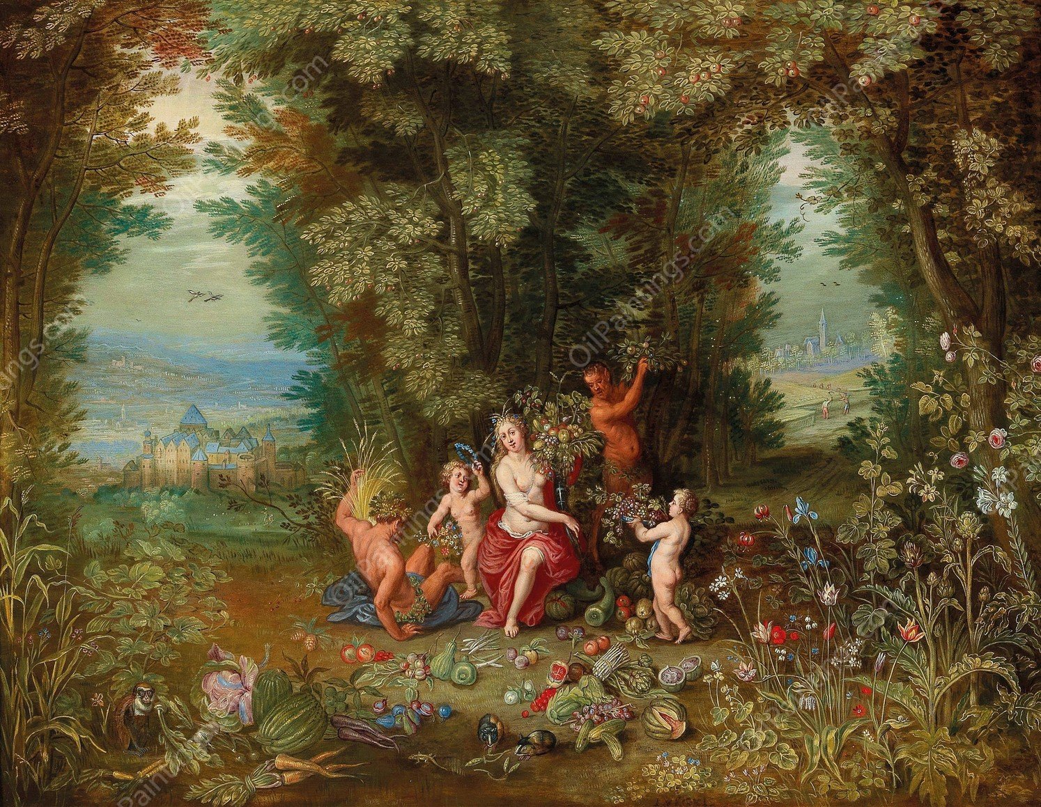 An Allegory of Earth by Jan Van Kessel The Younger - Hand-Painted Oil Painting Reproduction