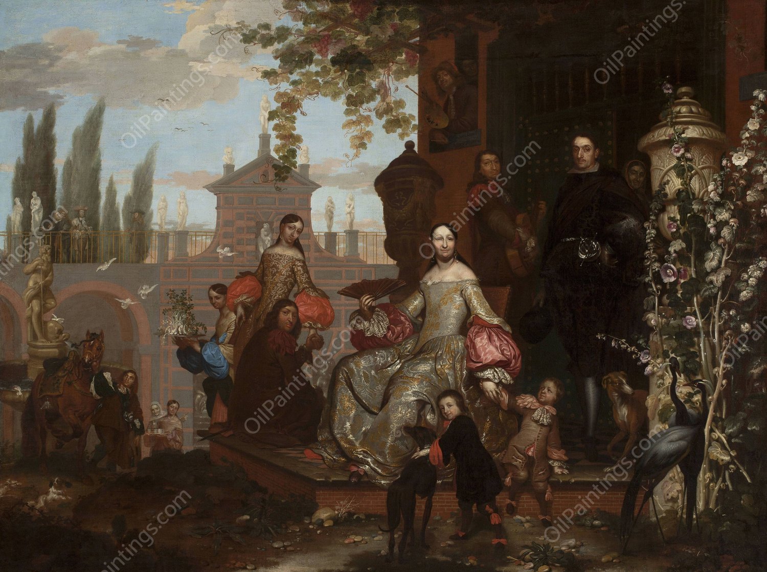 Family portrait  by Jan Van Kessel The Younger - Hand-Painted Oil Painting Reproduction