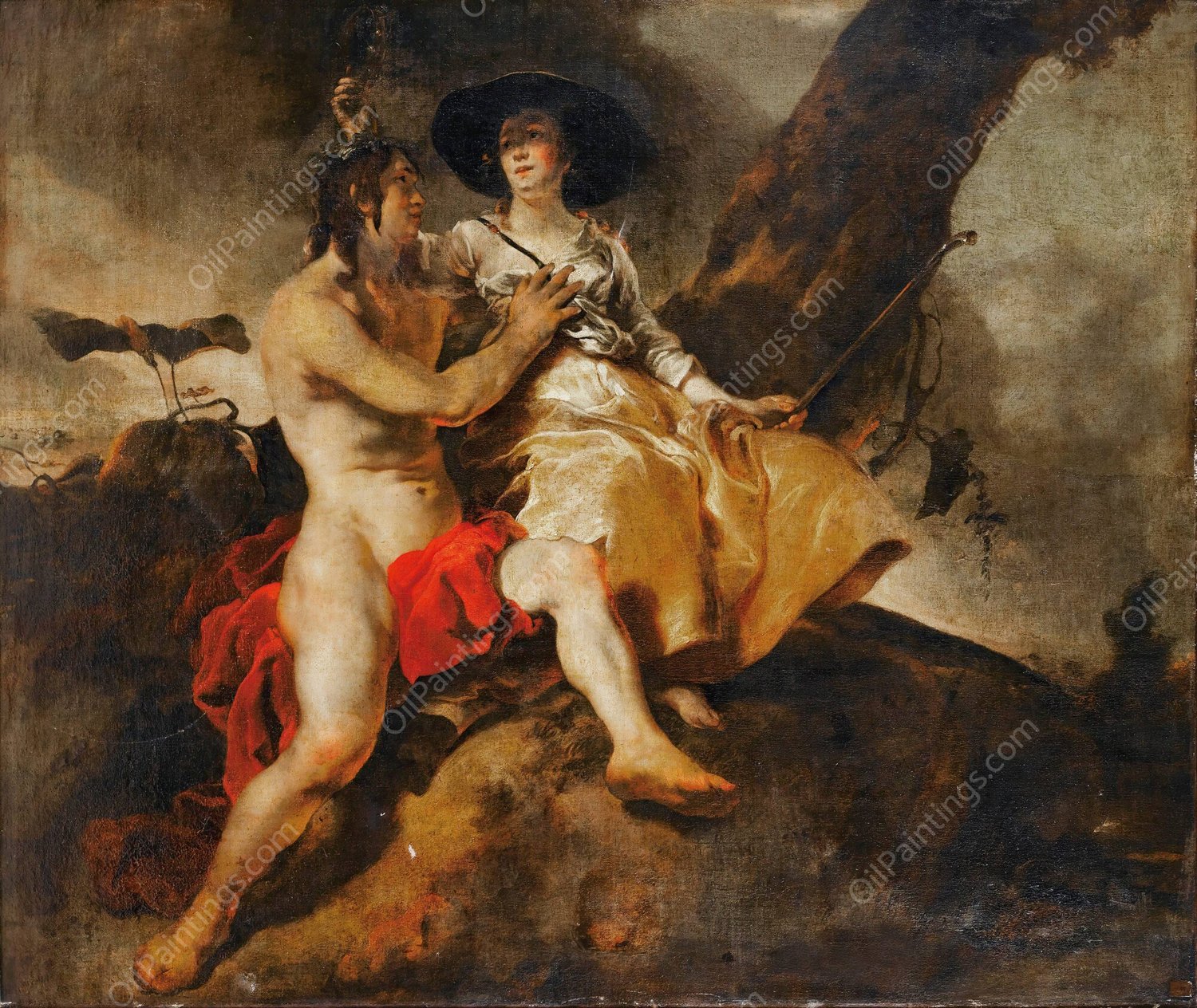 Amaryllis Crowning Mirtillo by Jan Van Noordt - Hand-Painted Oil Painting Reproduction