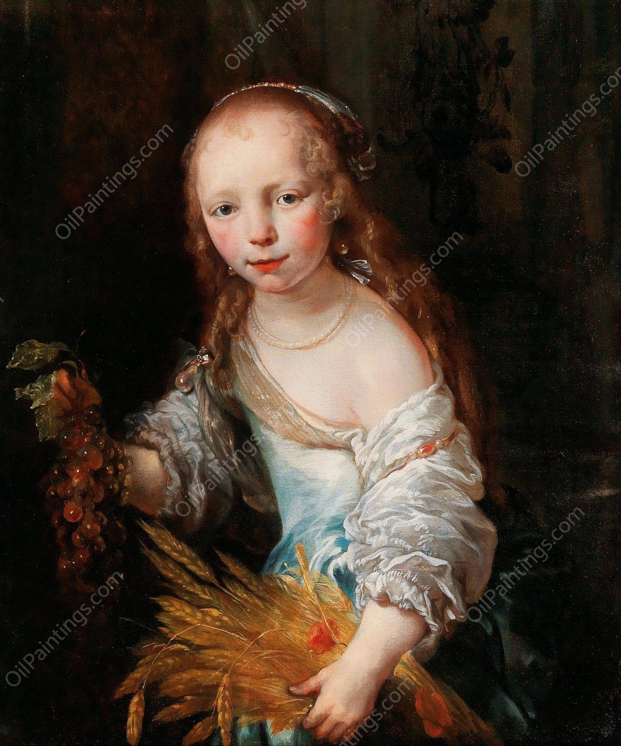 Portrait Of A Young Girl As Ceres by Jan Van Noordt - Hand-Painted Oil Painting Reproduction