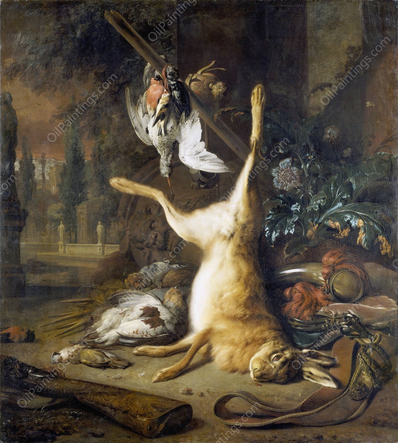 Still Life With Dead Rabbit And Birds  by Jan Weenix - Hand-Painted Oil Painting Reproduction