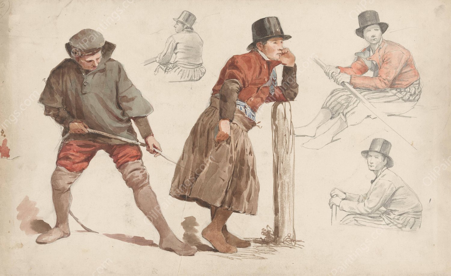 Figuurstudies  by Jan Weissenbruch - Hand-Painted Oil Painting Reproduction