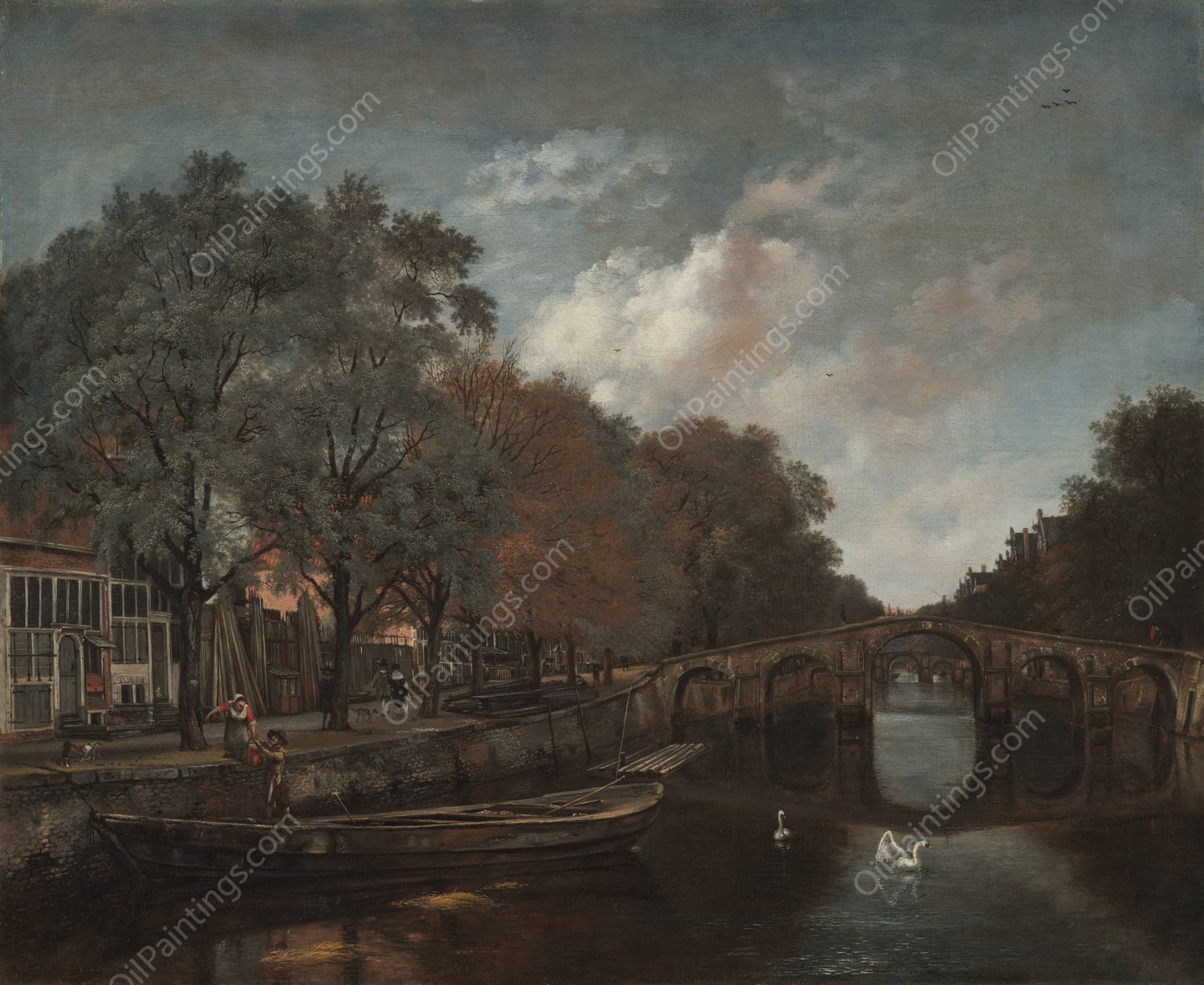 Herengracht, Amsterdam  by Jan Wijnants - Hand-Painted Oil Painting Reproduction