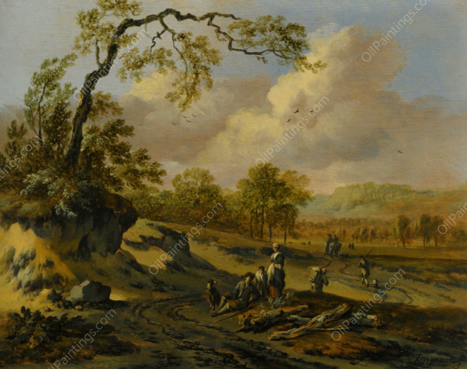 Landscape with Travellers by Jan Wijnants - Hand-Painted Oil Painting Reproduction