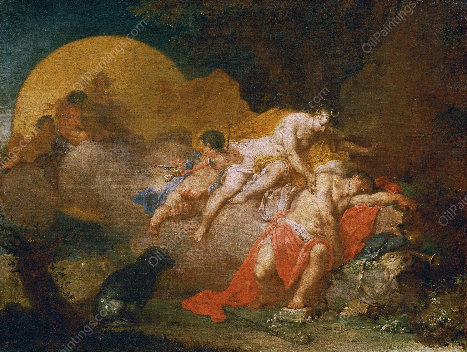 Luna und Endymion  by Januarius Zick - Hand-Painted Oil Painting Reproduction