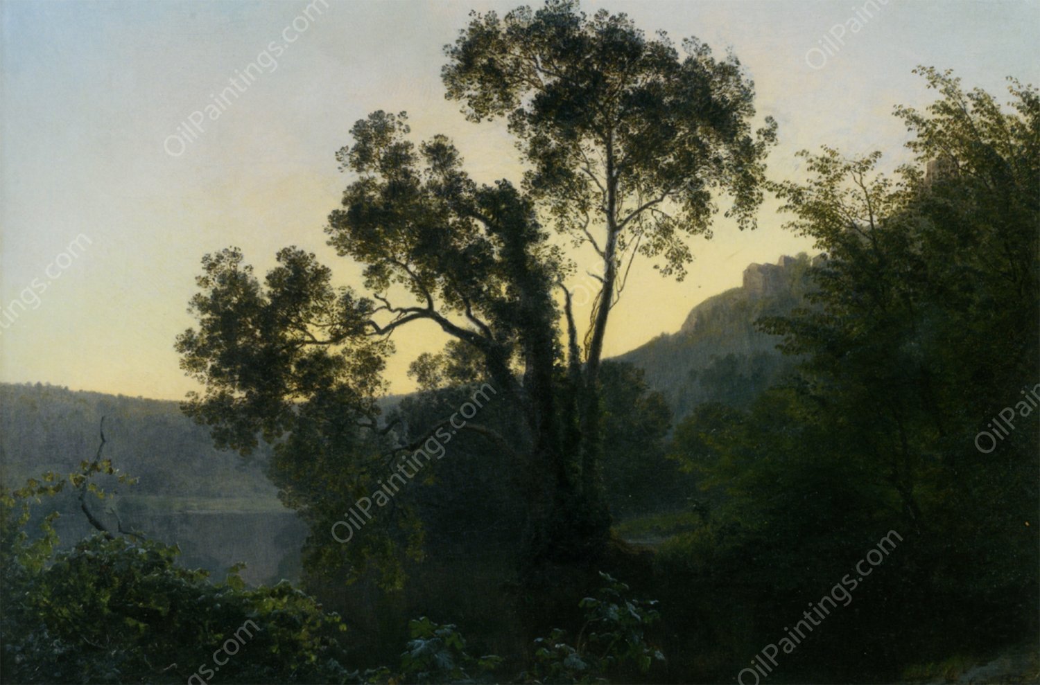 Lake Nemi by Janus Andreas Bartholin La Cour - Hand-Painted Oil Painting Reproduction