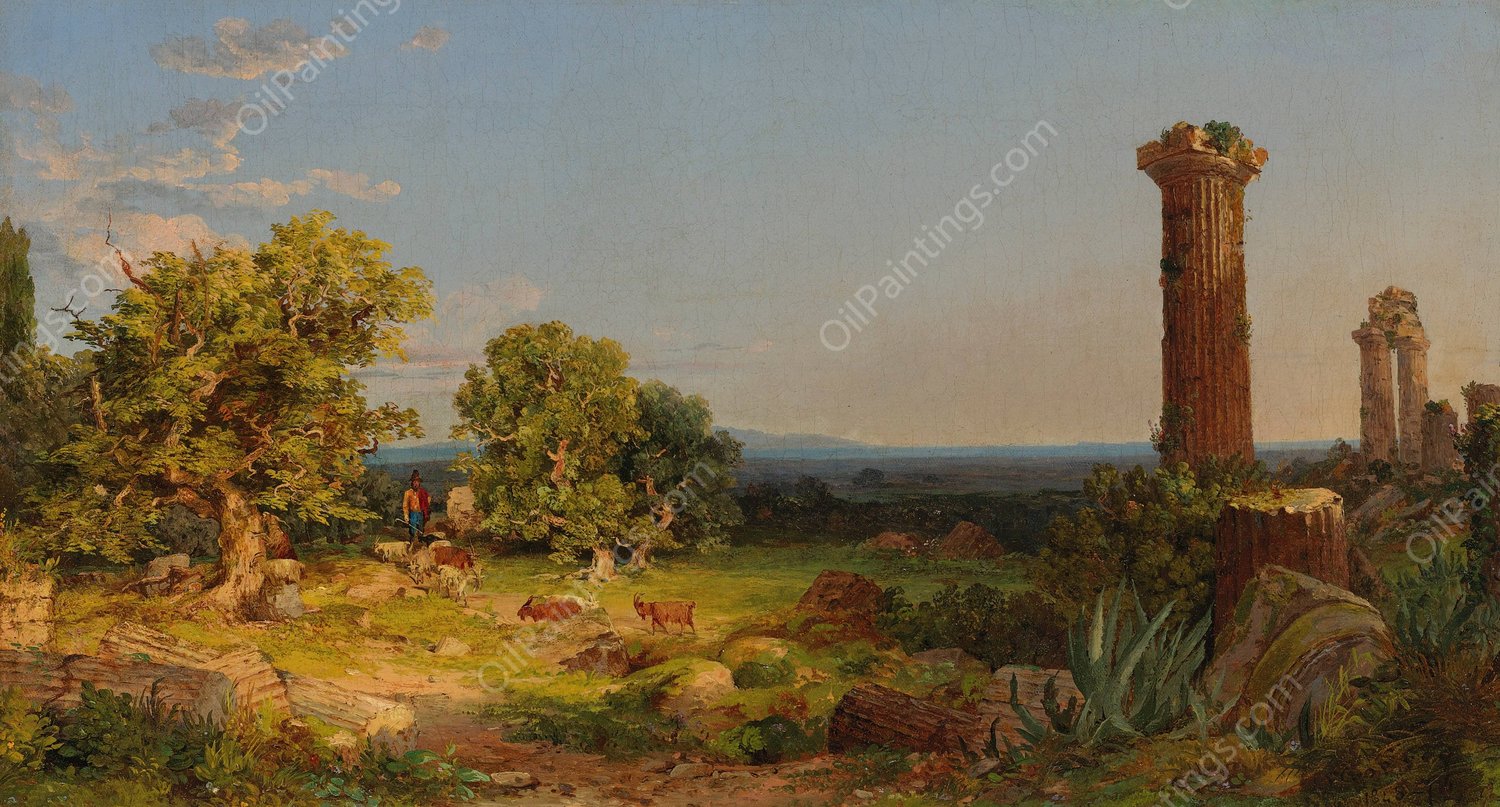 Italian Landscape  by Jasper Francis Cropsey - Hand-Painted Oil Painting Reproduction