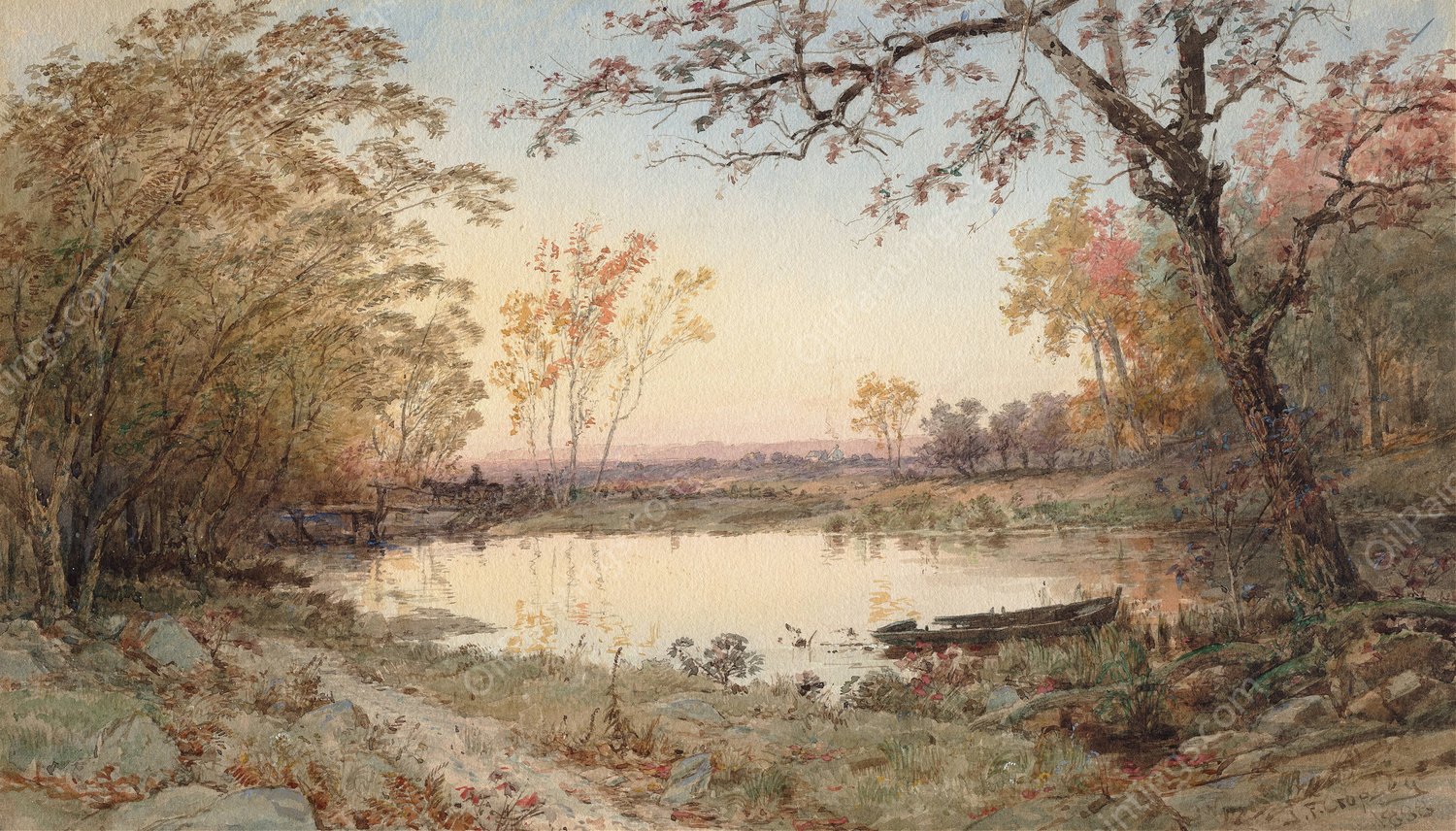 Landscape  by Jasper Francis Cropsey - Hand-Painted Oil Painting Reproduction