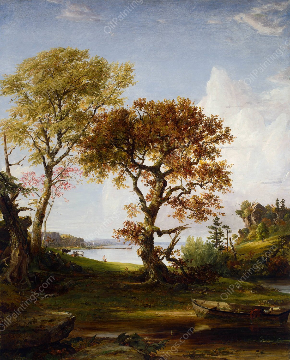 The Hudson at Piermont  by Jasper Francis Cropsey - Hand-Painted Oil Painting Reproduction