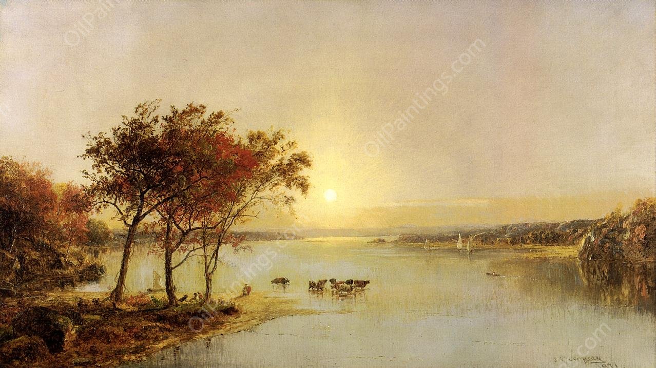 Upper Hudson by Jasper Francis Cropsey - Hand-Painted Oil Painting Reproduction