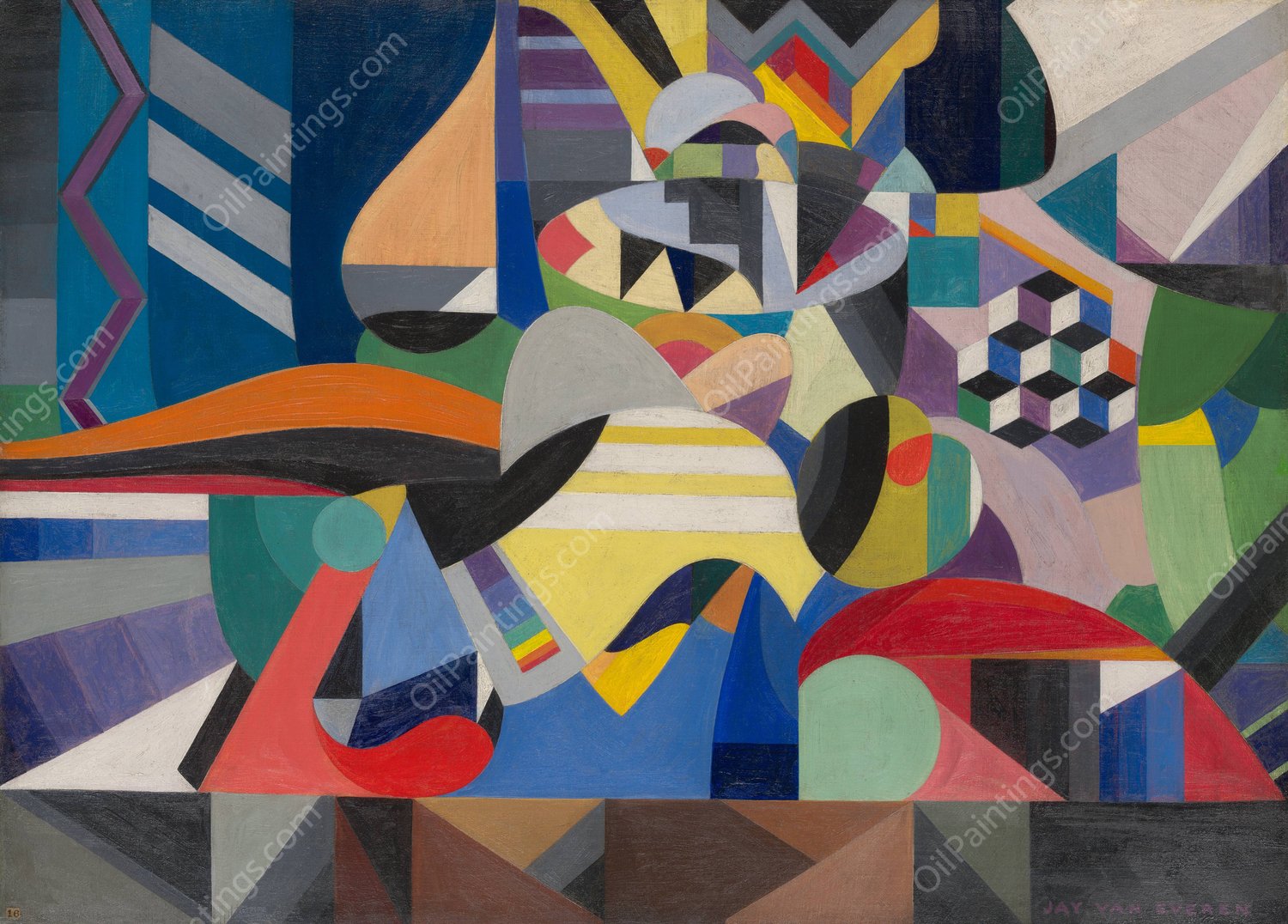 Lady in Abstract  by Jay Van Everen - Hand-Painted Oil Painting Reproduction