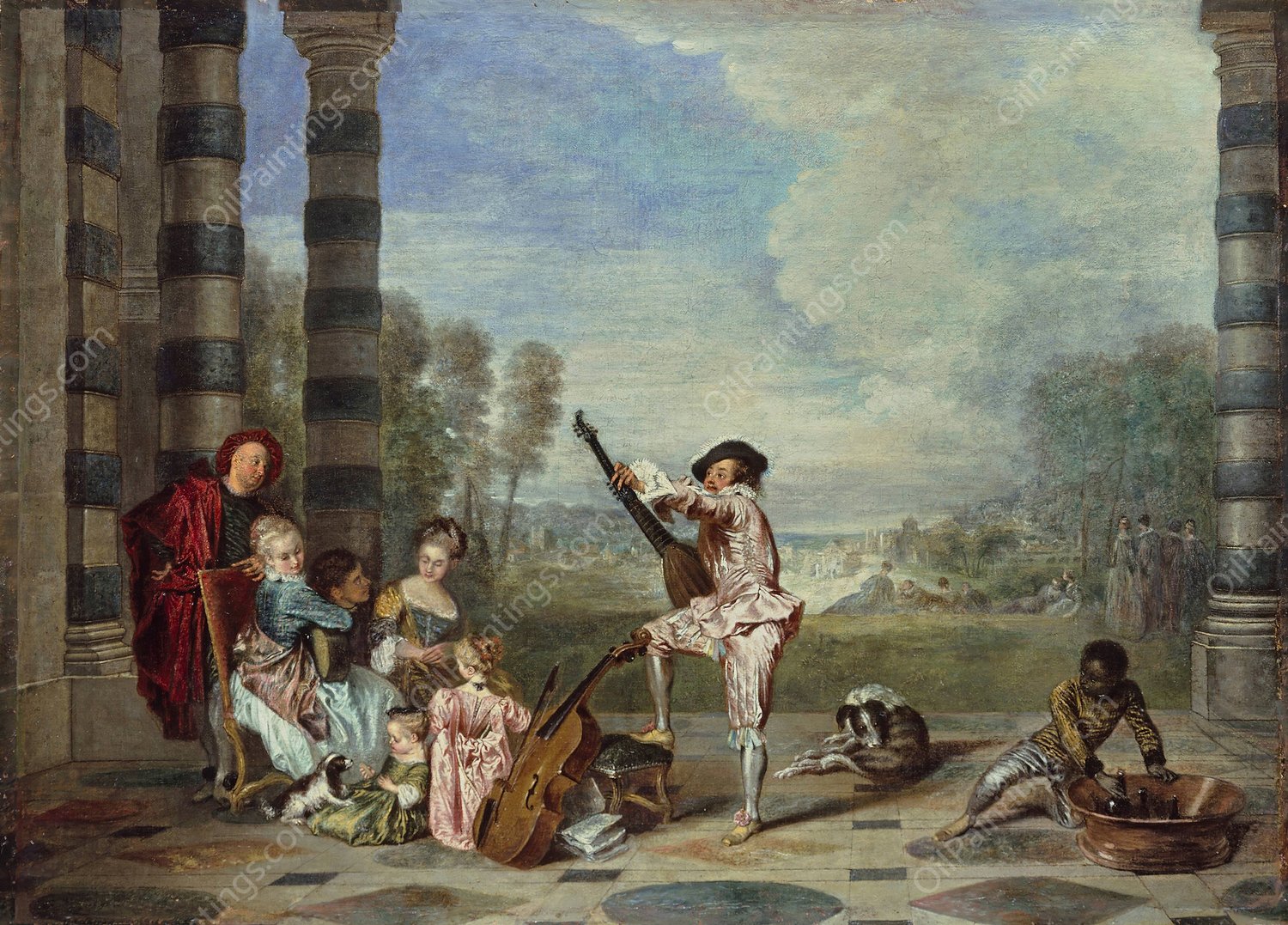 Les Charmes de la vie  by Jean-Antoine Watteau - Hand-Painted Oil Painting Reproduction
