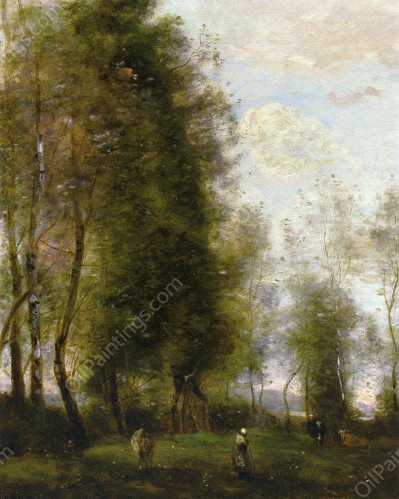 A Shady Resting Place by Jean-Baptiste-Camille Corot - Hand-Painted Oil Painting Reproduction