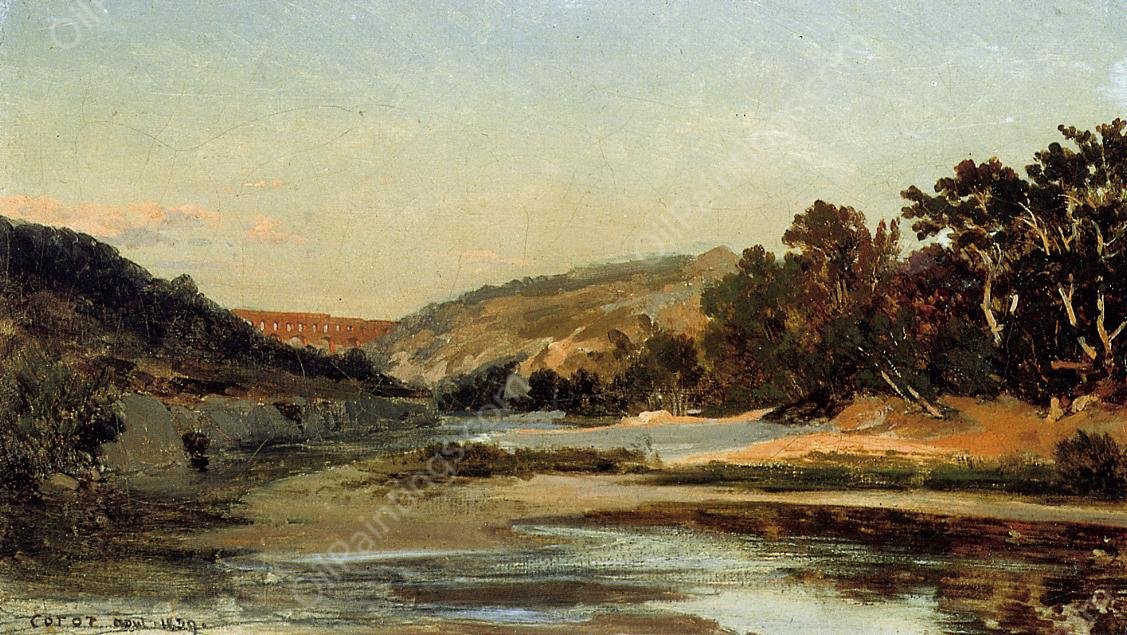 The Aqueduct in the Valley by Jean-Baptiste-Camille Corot - Hand-Painted Oil Painting Reproduction