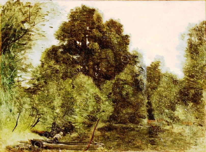 The Fish Pond at Saint-Nicolas-lez-Arras by Jean-Baptiste-Camille Corot - Hand-Painted Oil Painting Reproduction