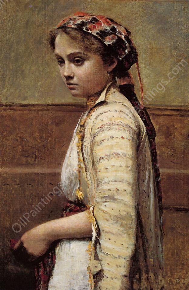 The Greek Girl by Jean-Baptiste-Camille Corot - Hand-Painted Oil Painting Reproduction